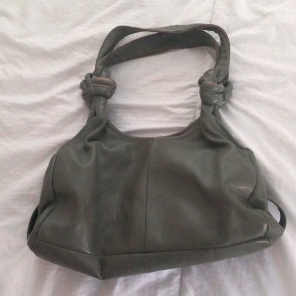 GUC Sylvie Celine Double Knotted Large Leather Hobo Bag in Grey